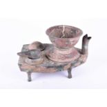 A Chinese boat shape bronze stove, Tzau, Han Dynasty (206BC - 220AD), 中国, 青铜厨器一件，汉代（​​公元前206年 -