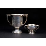 Two mid-20th century silver trophies, the largest Birmingham 1945, (17.5 cm high), each with