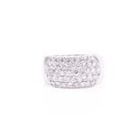 An 18ct white gold and diamond band ring, pave-set with round brilliant-cut diamonds of