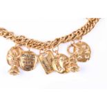 Chanel. A vintage gold tone metal charm bracelet, set with various fob-style and 'Chanel, 31 Rue
