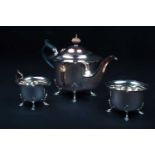 A George V three-piece silver tea set, Sheffield 1918, by Mappin & Webb, comprising a teapot,