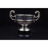 A George V silver trophy, Birmingham 1928 by William Neale, of plain twin-handled form, 18 cm high x