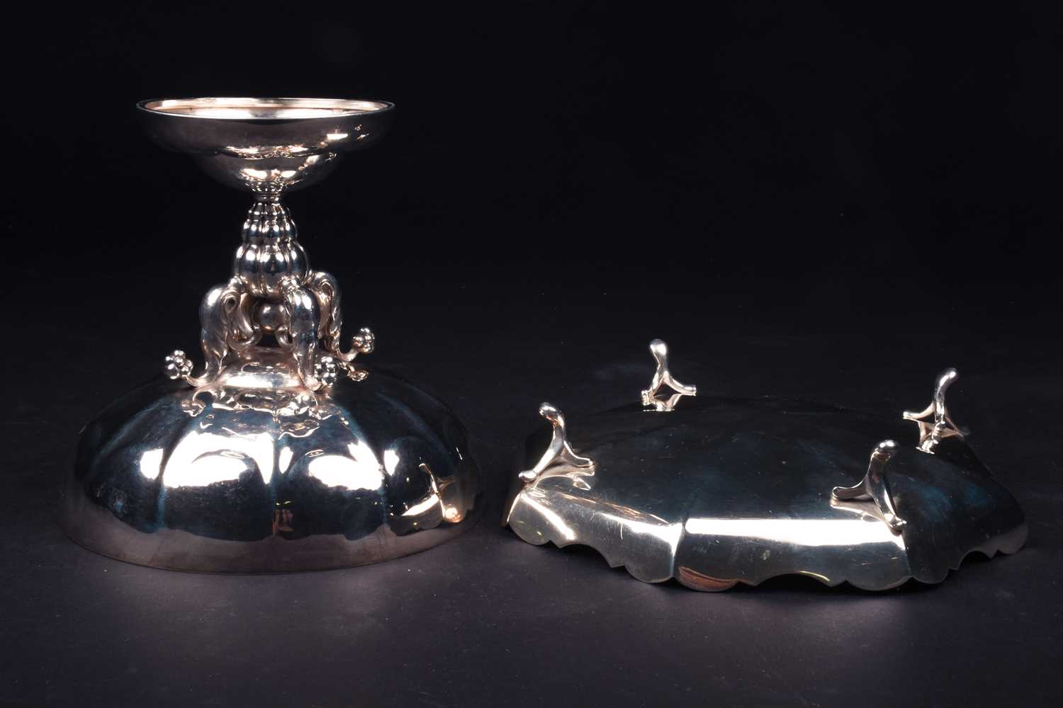 A Continental silver pedestal bowl, marked '925', 15.5 cm high, together with an English silver - Image 3 of 5