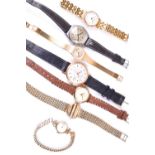 A small group of assorted watches, including an Oris anti-shock watch, an Uno watch and ladies