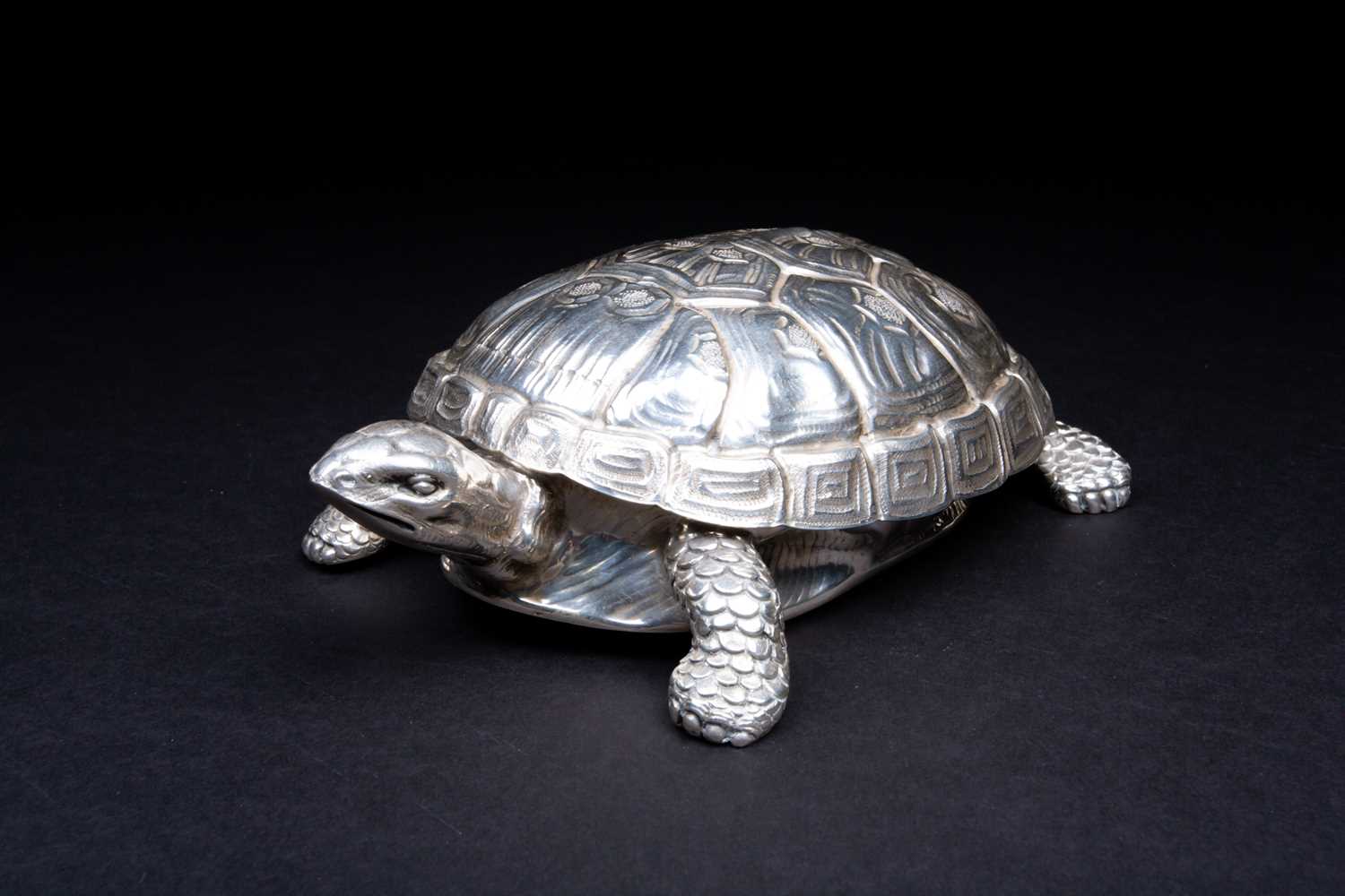 An Italian silver tortoise dressing table box, Fasano, Torino, mid 290th century, with removable