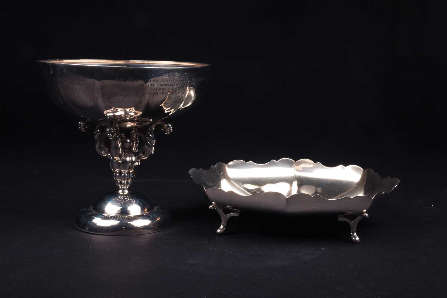 A Continental silver pedestal bowl, marked '925', 15.5 cm high, together with an English silver - Image 5 of 5