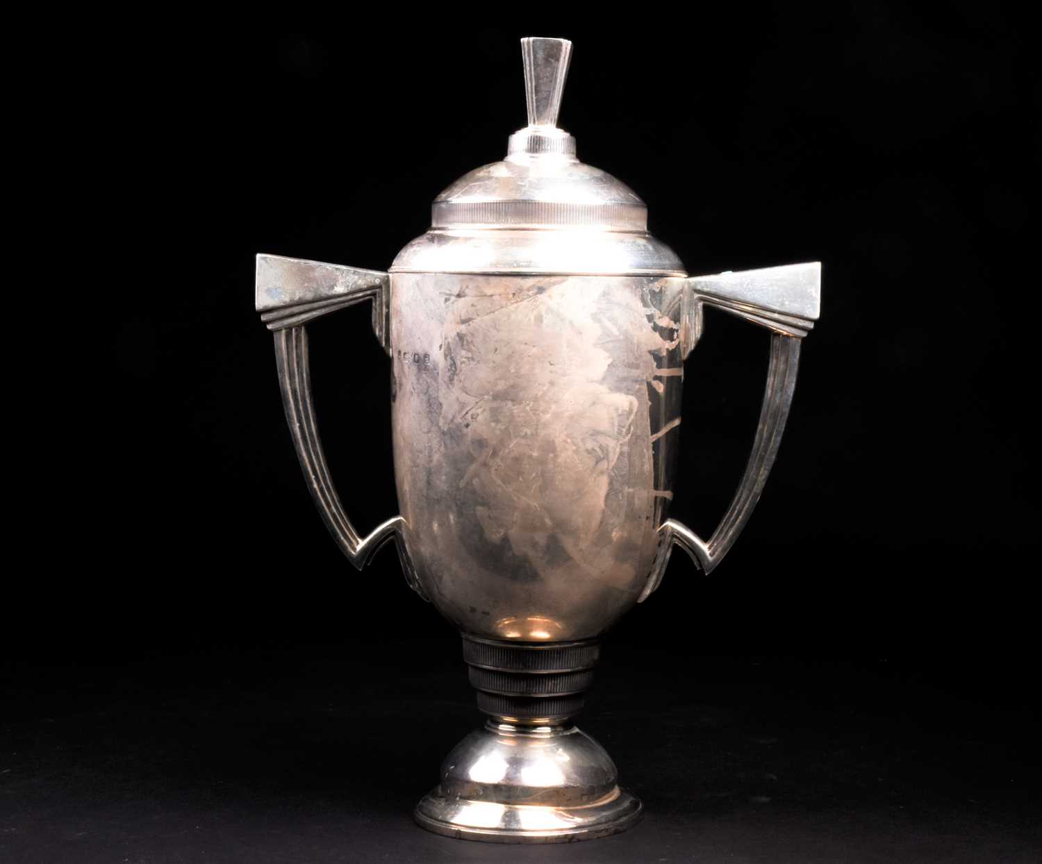 An impressive George VI silver trophy and cover, London 1937 (maker indistinct), of striking Art - Image 6 of 6