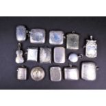 A collection of nine silver vesta cases, various dates and makers, together with six further