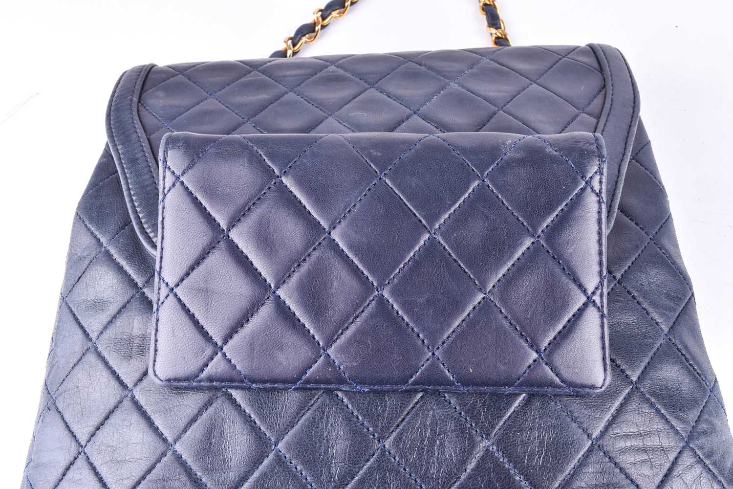 Chanel. A classic quilted leather handbag, of tapered square design, with gold tone CC logo clasp, - Image 8 of 13