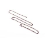 A silver belcher-link chain necklace, approximately 76 cm long, 56.8 grams.