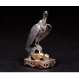 An unusual 19th century vulture mounted momento-mori desk seal, with carnelian intaglio to the base,