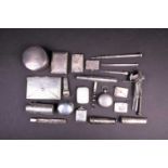 A collection of interesting miniature silver items, to include stamp boxes, a sovereign case, a