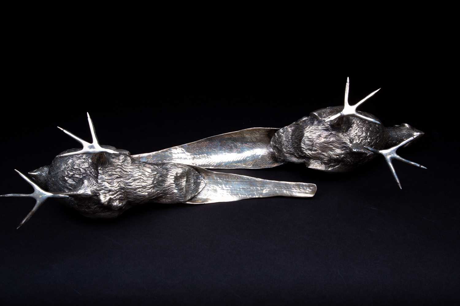 Two large Spanish silver pheasants, circa 1960's, each naturalistically modelled, struck to the tail - Image 4 of 4