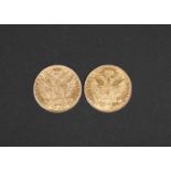 Austria, 2 x gold one ducats, 1915 re strikes, obv; Emperor Franz Joseph I laureate bust, rev;