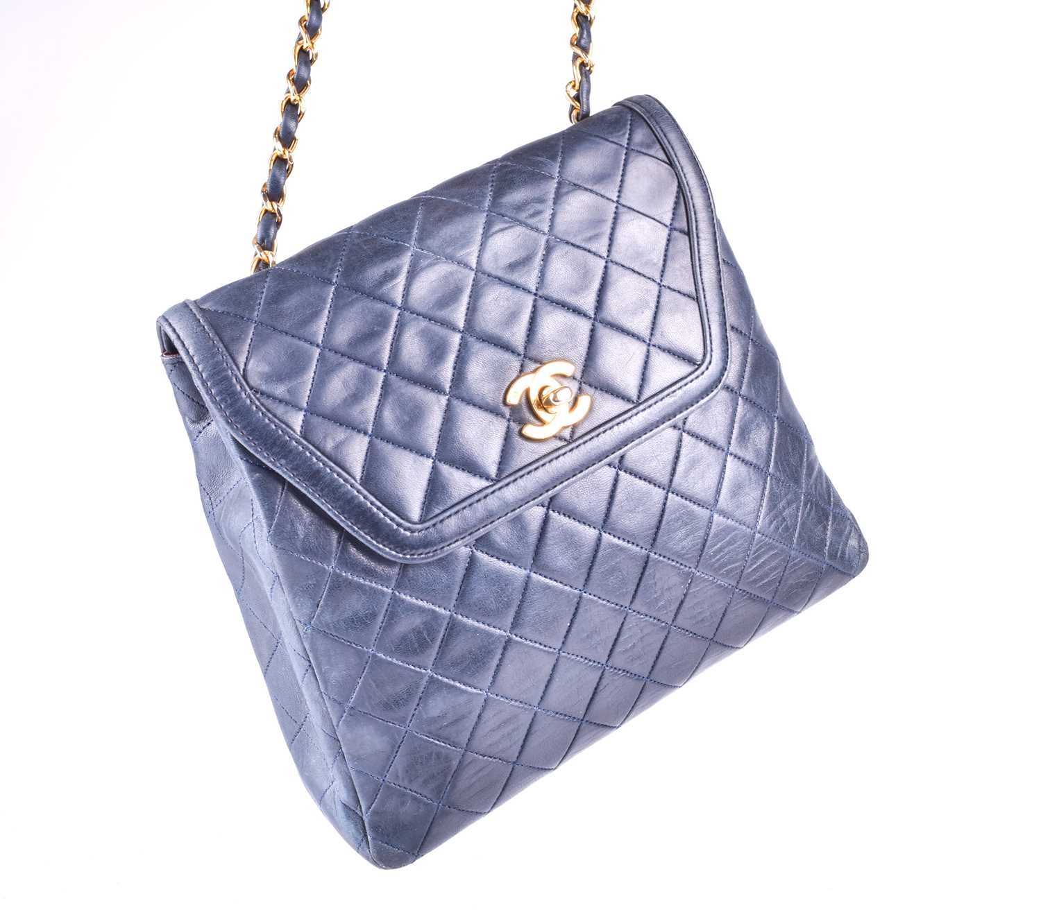 Chanel. A classic quilted leather handbag, of tapered square design, with gold tone CC logo clasp, - Image 12 of 13