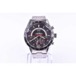 A Tag Heuer Carrera Calibre S Laptimer Retrograde chronograph quartz wristwatch, the black dial with