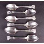 A set of six Irish silver Kings pattern dessert spoons, Dublin 1826 by Smith & Gamble, 11 ozt.