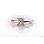 A radiant-cut diamond ring, the stone of approximately 0.94 carats, approximate colour and clarity