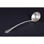 A late Victorian silver ladle, London 1897 by Josiah Willams & Co, 34 cm, 9 ozt.