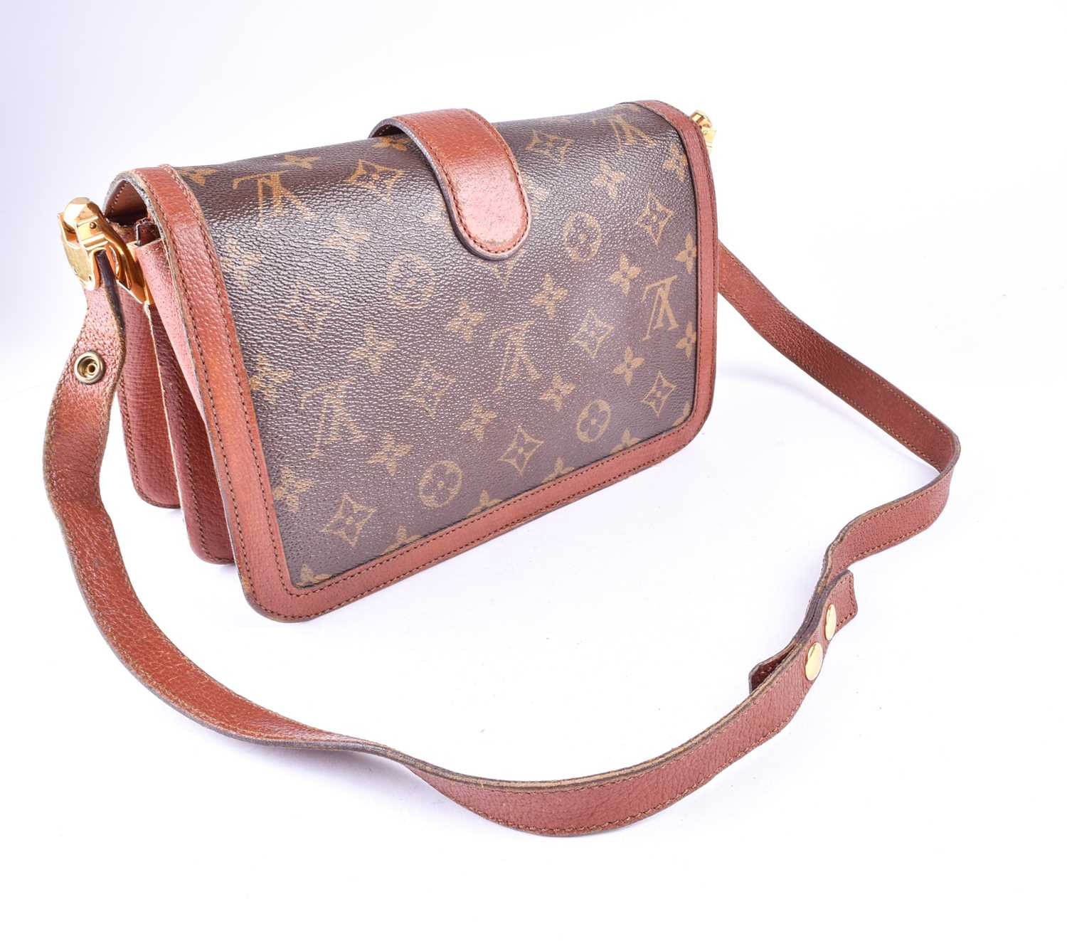 Louis Vuitton. A vintage 1980s monogram leather satchel handbag, with brown leather and monogram - Image 9 of 11