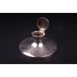 A George V silver capstan inkwell, Birmingham 1929 by Sanders & Mackenzie, of plain, wide circular