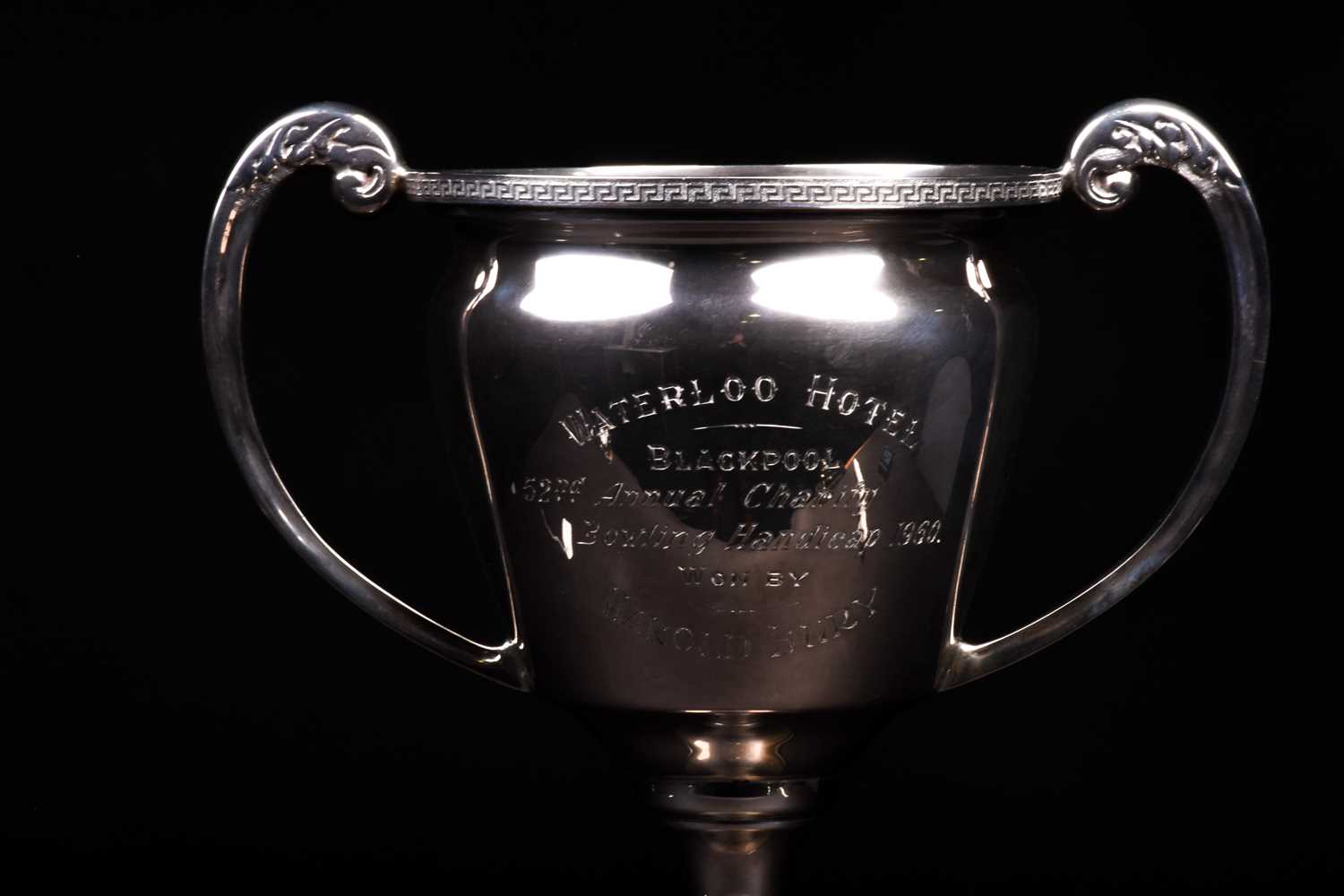 A George V large silver trophy, Birmingham 1932 by Davies & Powers, mounted to an ebonised base, - Image 2 of 4