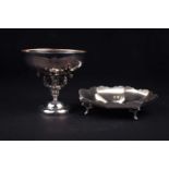 A Continental silver pedestal bowl, marked '925', 15.5 cm high, together with an English silver
