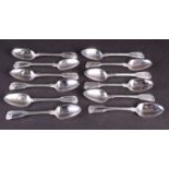 A set of twelve George III silver dessert spoons, London 1816 by Eley & Fearn, fiddle pattern with