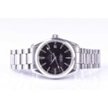 An Omega Seamaster Co-axial chronometer stainless steel automatic wristwatch, the black dial with