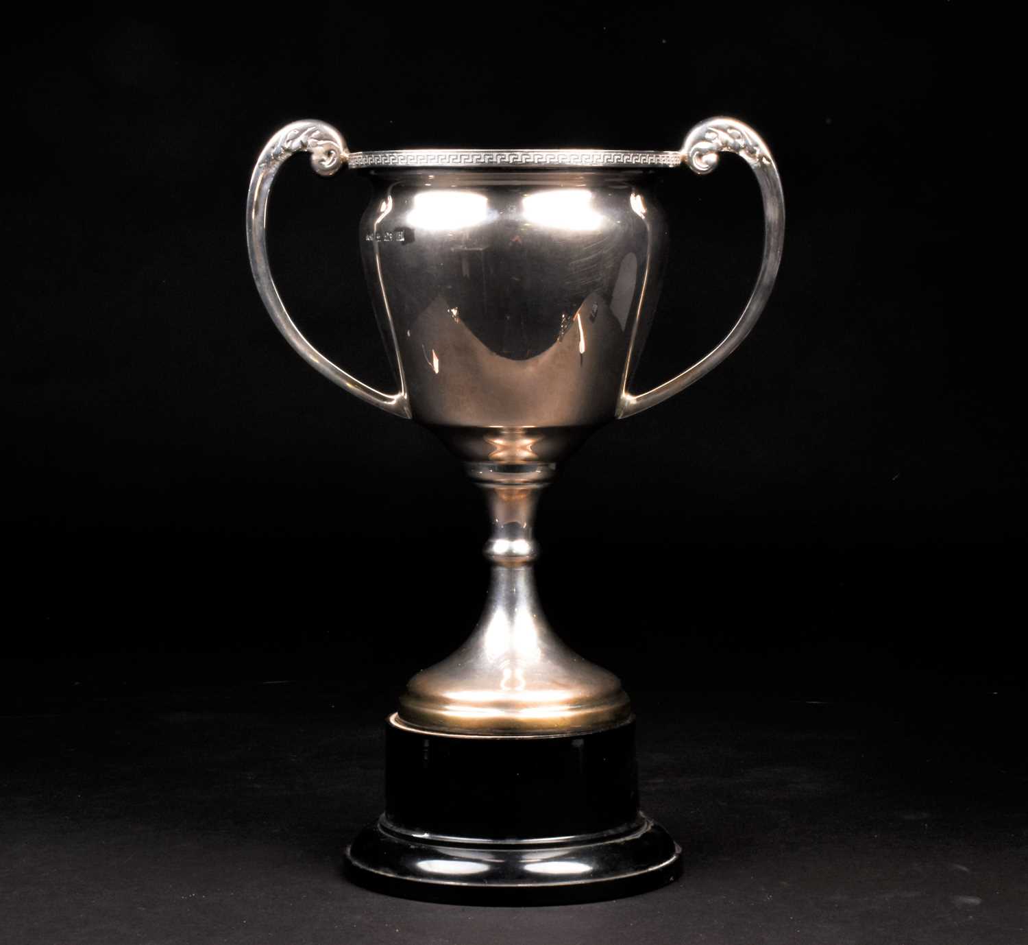 A George V large silver trophy, Birmingham 1932 by Davies & Powers, mounted to an ebonised base, - Image 3 of 4