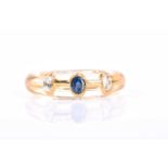Pascal Morabito; A sapphire, diamond and perspex ring, the oval-cut sapphire and two diamonds
