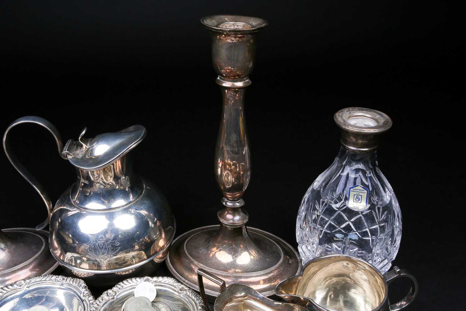 A mixed group of silver and white metal items, to inlcude flatware, cream jugs, a sauce boat, - Image 3 of 9