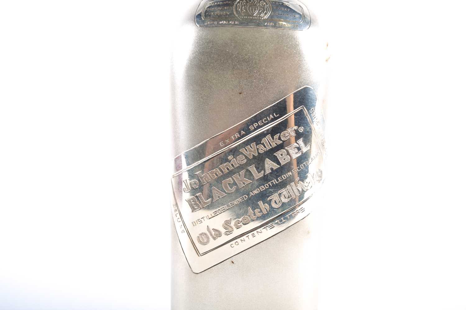 A novelty silver 'Johnnie Walker' whisky decanter, marked 'ST SILVER' to base, engraved labels, - Image 7 of 9