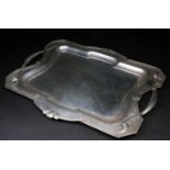 A German silver Art Nouveau drinks tray, circa 1900, of rectangular form, struck H. Goldschmidts,