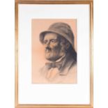 20th century English school, a portrait of a gentleman, charcoal on paper, signed 'King' to lower
