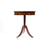 An early 19th century rosewood and brass inlaid side table, the top with inlaid brass florets and