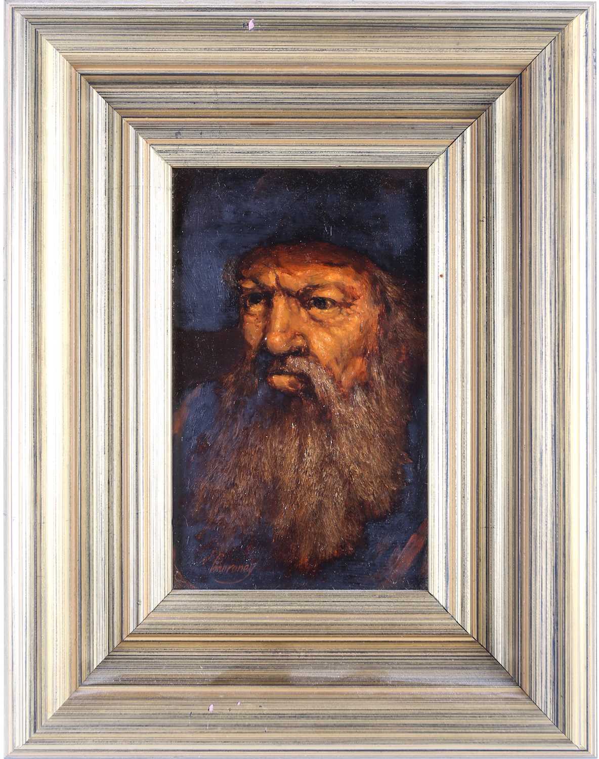 Ken Moroney (1949-2018) British, a portrait of an elderly bearded man, oil on board, signed to lower