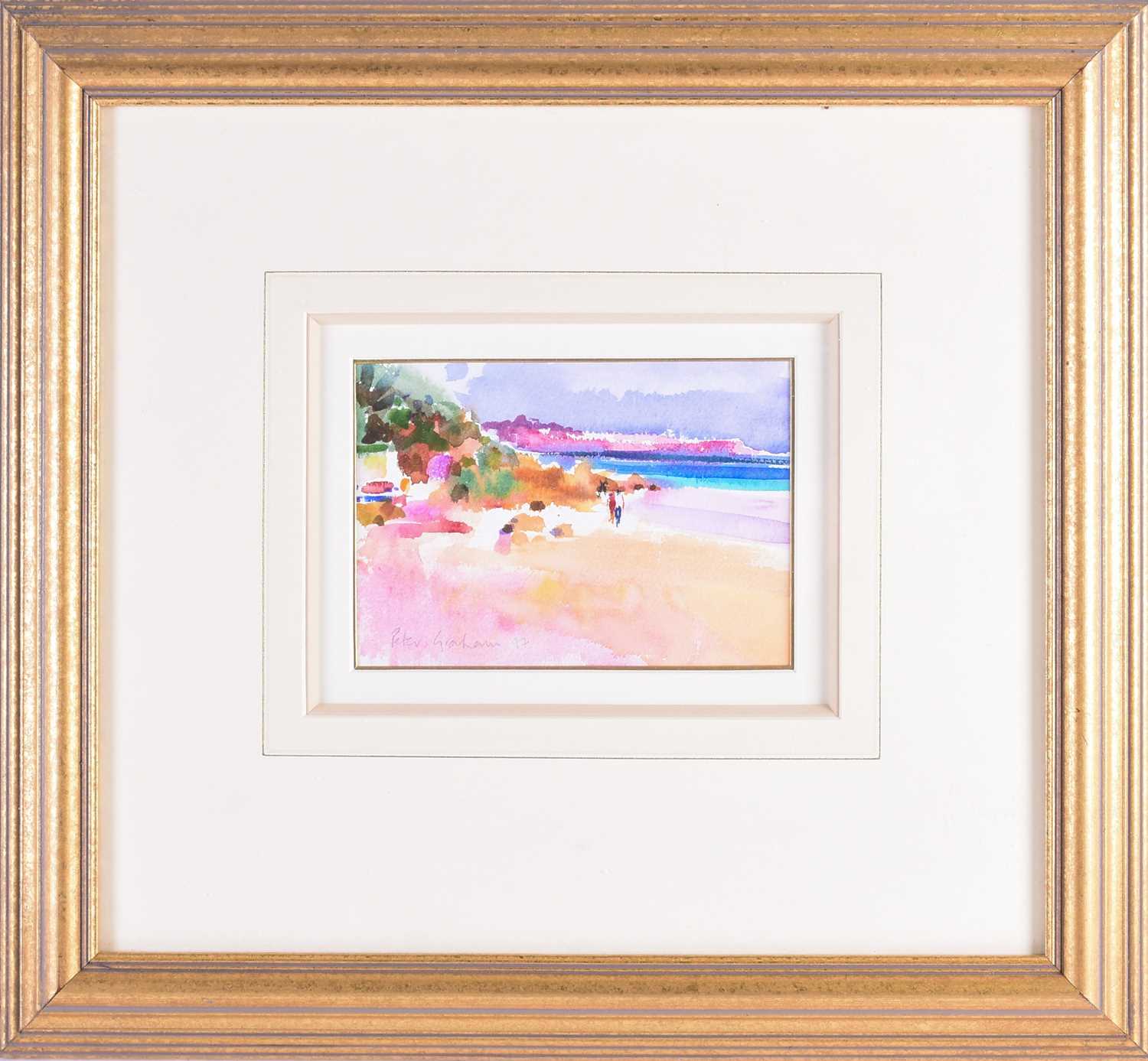 Peter Graham (b.1959) British, 'Beach Stroll, Bermuda', watercolour, signed and dated 1997, label