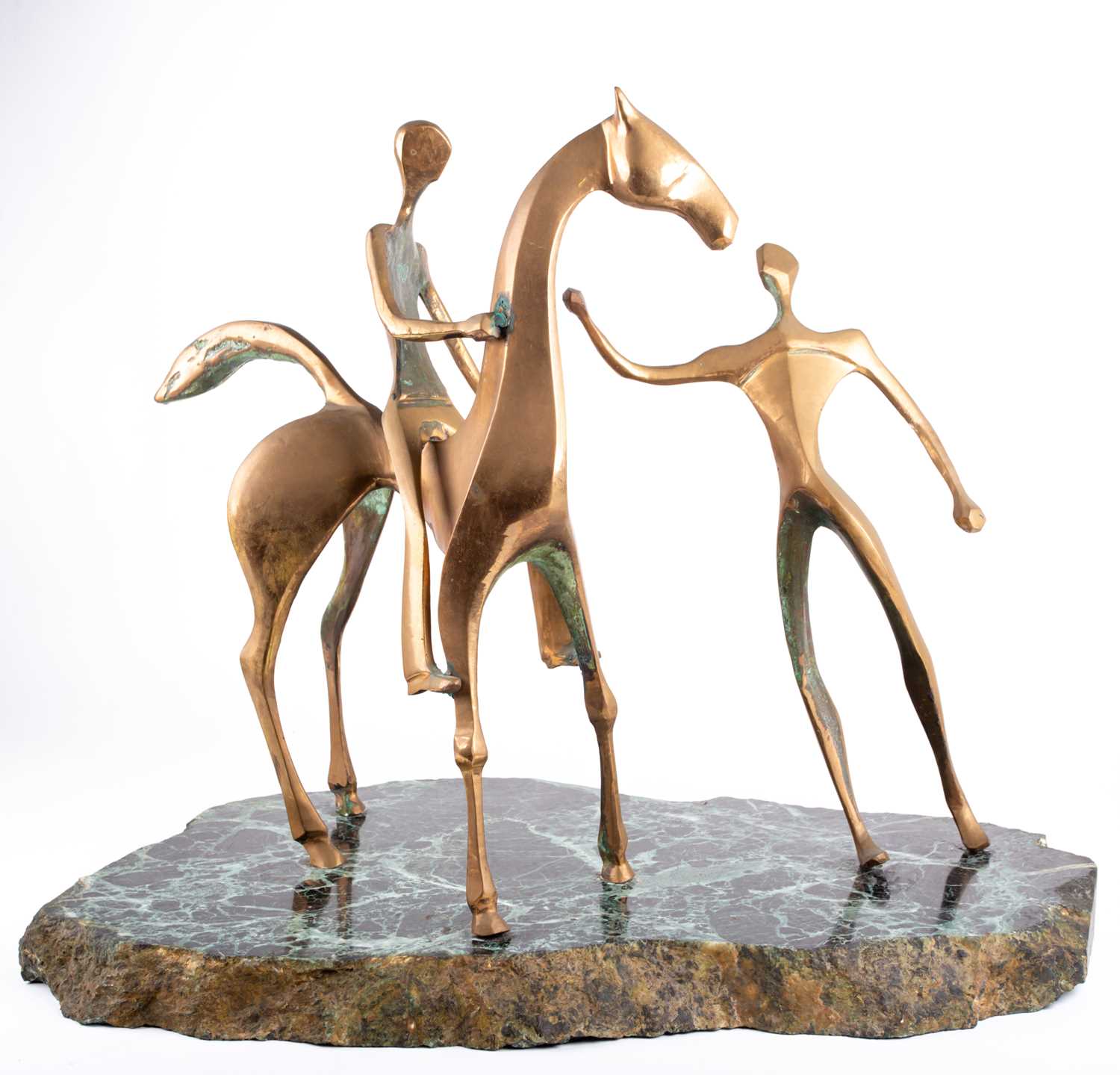 Attributed to John Mulvey (b.1939) British, a modernist mid-century style bronze sculpture depicting - Image 4 of 12