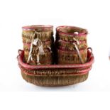 A group of seventeen late nineteenth/early twentieth century strewing baskets, each with ornate silk