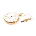 An Edwardian 18ct yellow gold centre seconds open face pocket watch by Carter & Quilliam of