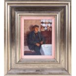 Ken Moroney (1949-2018) British, 'Old Man, Interior', oil on board, signed and dated 1977, 17.7 cm x