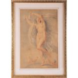 An 18th century pastel drawing of a classical maiden in the style of George Romney, 40 cm x 26 cm