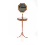 A Victorian mahogany adjustable shaving stand, late 19th century, the inlaid octagonal adjustable