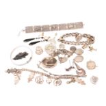 A group of various Victorian and early 20th century jewellery items, to include a silver curb link