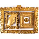 An early 19th-century rectangular gilt frame, together with two smaller examples and two craved