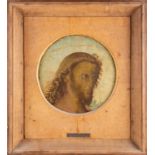 Attributed to Antonio Pollaiuolo (1433-1498) Italian, a circular portrait of Christ, oil on panel,