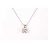 A solitiare diamond pendant, the round brilliant-cut diamond of approximately 0.50 carats,