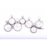 Four silver cased pocket watches, together with three silver cased fob watches.Qty: 7