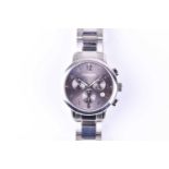 A Christopher Ward stainless steel chronograph wristwatch, quartz movement, the grey dial with